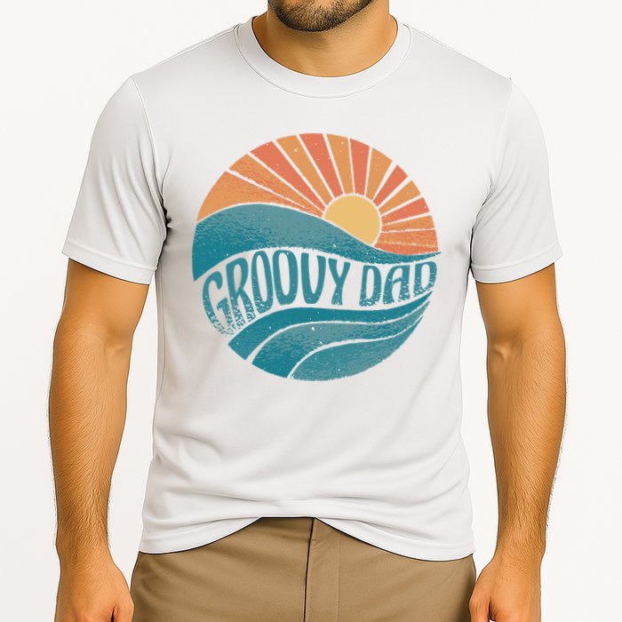 Groovy Dad Retro Sunset Gift Cooling Performance Crew T-Shirt