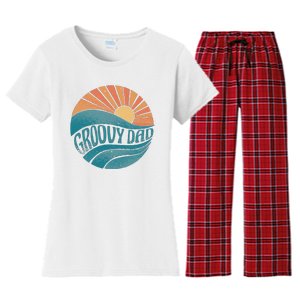 Groovy Dad Retro Sunset Gift Women's Flannel Pajama Set