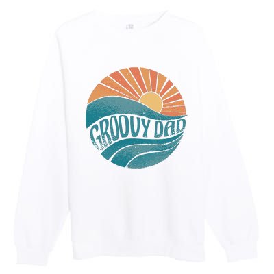 Groovy Dad Retro Sunset Gift Premium Crewneck Sweatshirt