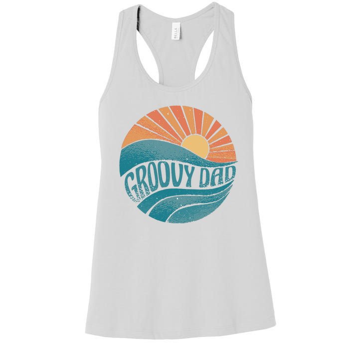 Groovy Dad Retro Sunset Gift Women's Racerback Tank