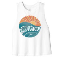 Groovy Dad Retro Sunset Gift Women's Racerback Cropped Tank