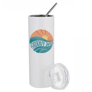 Groovy Dad Retro Sunset Gift Stainless Steel Tumbler