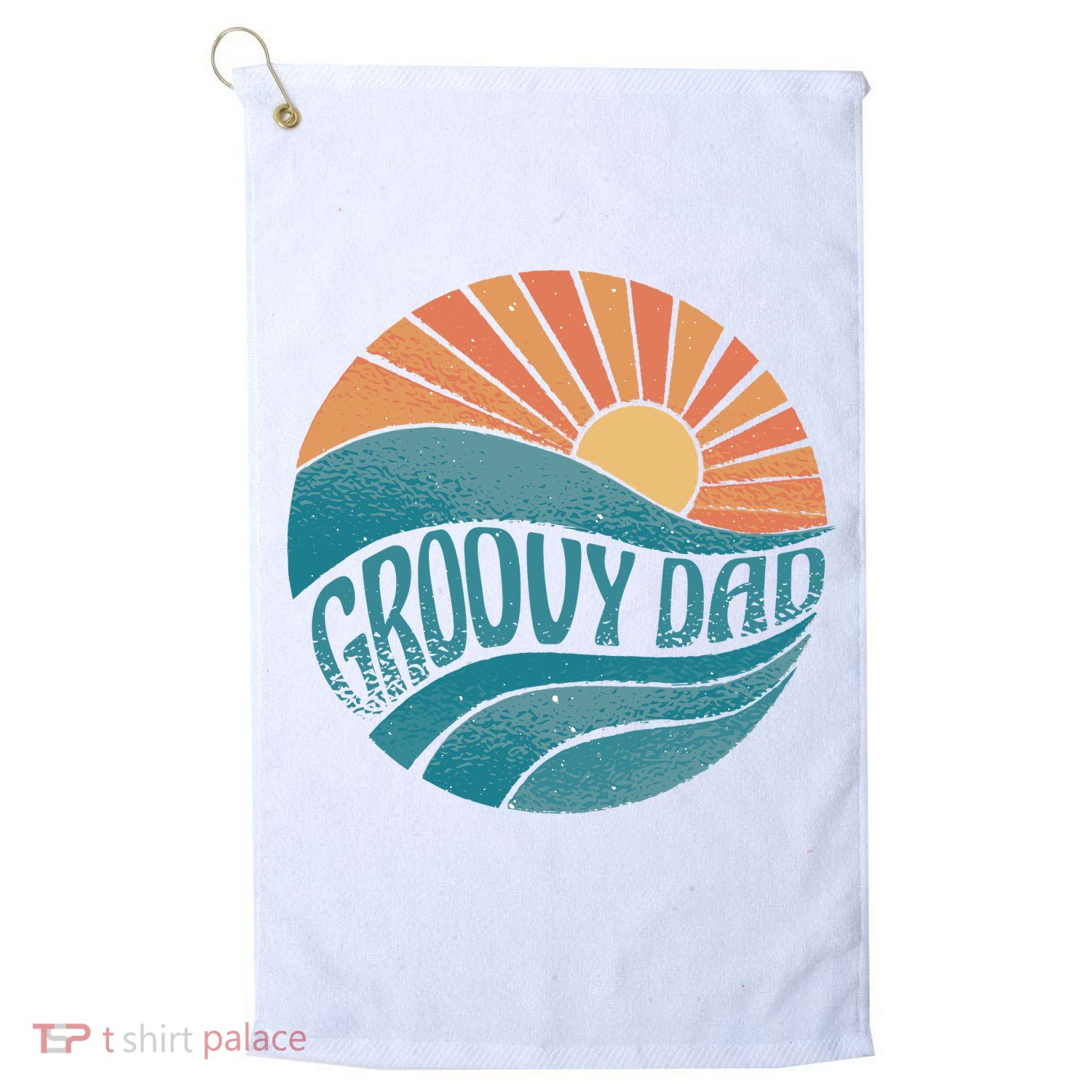 Groovy Dad Retro Sunset Gift Golf Towel
