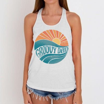Groovy Dad Retro Sunset Gift Women's Knotted Racerback Tank