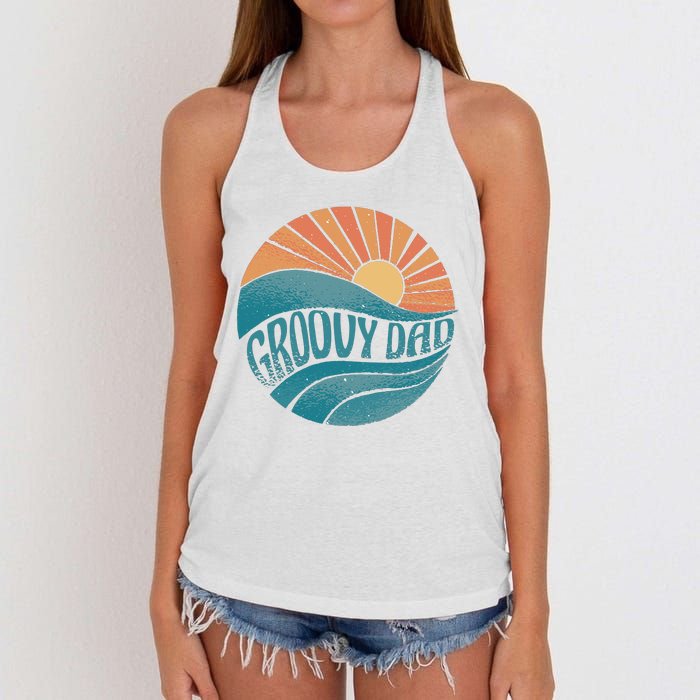 Groovy Dad Retro Sunset Gift Women's Knotted Racerback Tank