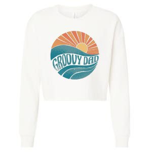 Groovy Dad Retro Sunset Gift Cropped Pullover Crew