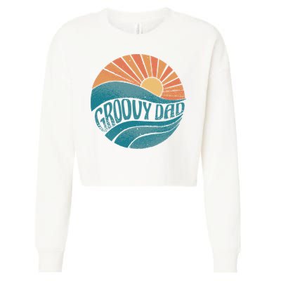 Groovy Dad Retro Sunset Gift Cropped Pullover Crew