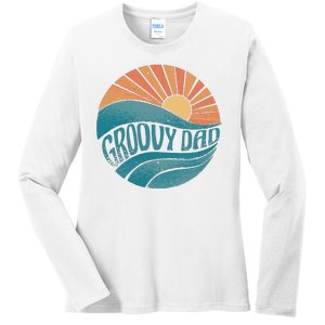 Groovy Dad Retro Sunset Gift Ladies Long Sleeve Shirt