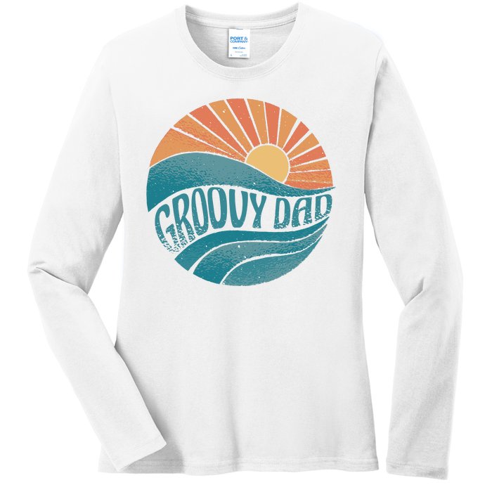 Groovy Dad Retro Sunset Gift Ladies Long Sleeve Shirt