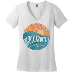 Groovy Dad Retro Sunset Gift Women's V-Neck T-Shirt