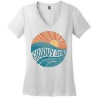 Groovy Dad Retro Sunset Gift Women's V-Neck T-Shirt