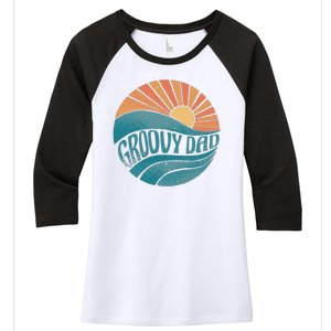 Groovy Dad Retro Sunset Gift Women's Tri-Blend 3/4-Sleeve Raglan Shirt