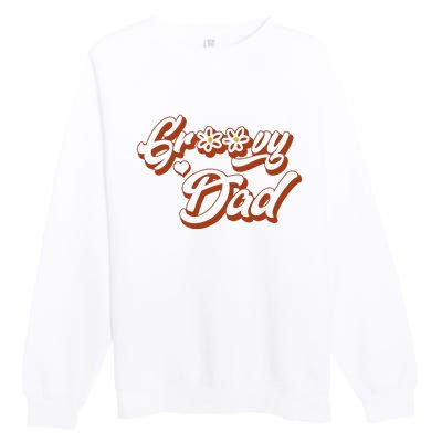 Groovy Dad Retro 70’s Birthday Flower Mom & Dad Matching Premium Crewneck Sweatshirt