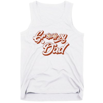 Groovy Dad Retro 70’s Birthday Flower Mom & Dad Matching Tank Top