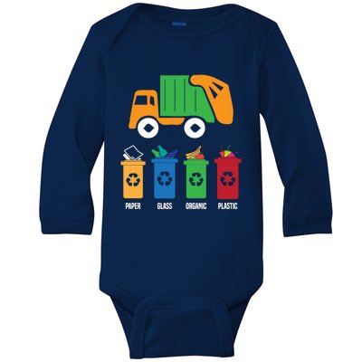 Garbage Day Recycling Truck Baby Long Sleeve Bodysuit