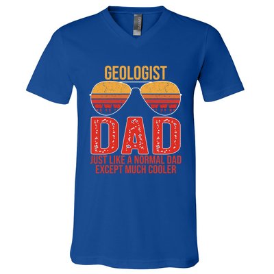 Geologist Dad Retro Sunglasses For Father's Day Gift V-Neck T-Shirt