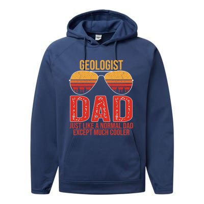 Geologist Dad Retro Sunglasses For Father's Day Gift Performance Fleece Hoodie