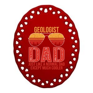 Geologist Dad Retro Sunglasses For Father's Day Gift Ceramic Oval Ornament