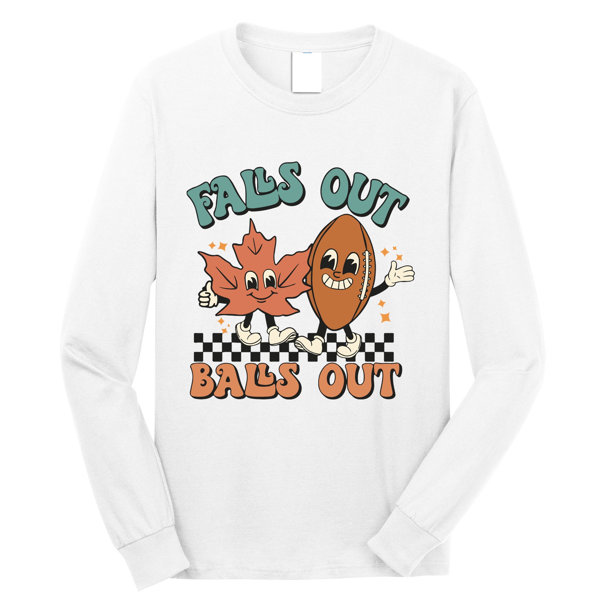 Game Day Retro Football Falls Out Balls Out Long Sleeve Shirt