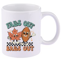 Game Day Retro Football Falls Out Balls Out 11oz C Handle Ceramic Mug