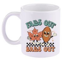 Game Day Retro Football Falls Out Balls Out 11oz C Handle Ceramic Mug