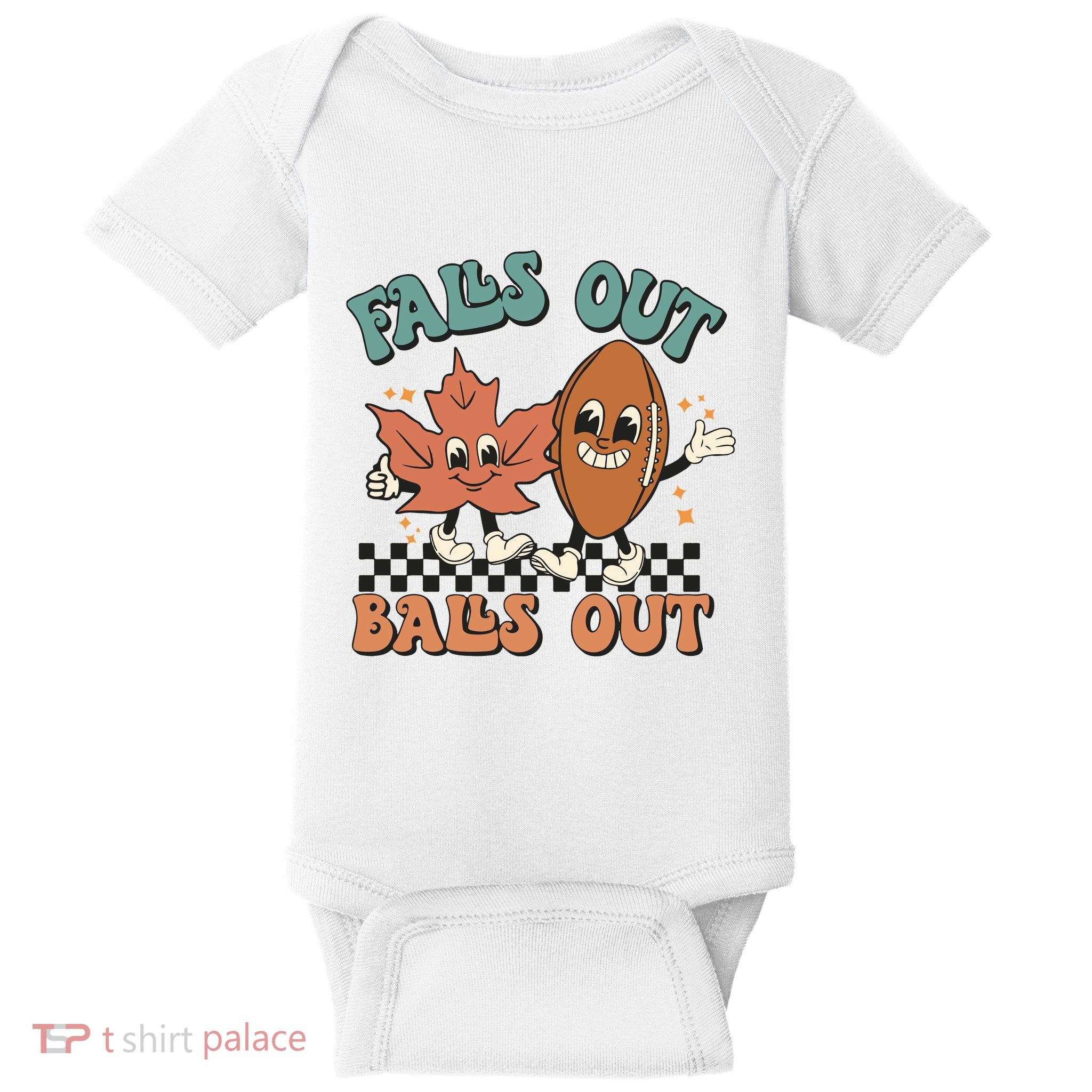 Game Day Retro Football Falls Out Balls Out Baby Bodysuit