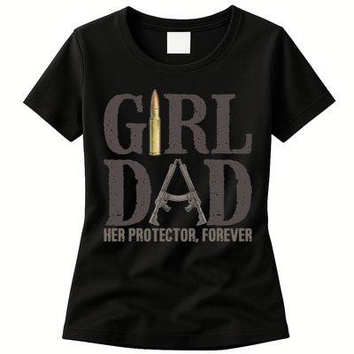 Girl Dad Retro Vintage Gift Dad Father Birthday Womens T-Shirt