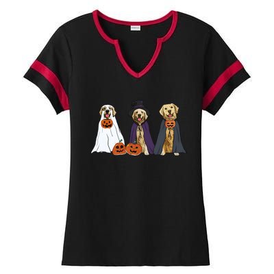 Golden Dog Retriever Ghost Dogs Halloween Ladies Halftime Notch Neck Tee