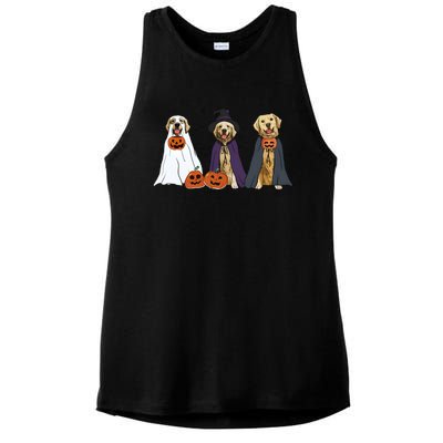 Golden Dog Retriever Ghost Dogs Halloween Ladies PosiCharge Tri-Blend Wicking Tank