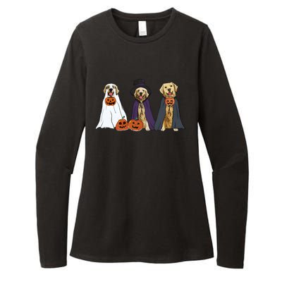 Golden Dog Retriever Ghost Dogs Halloween Womens CVC Long Sleeve Shirt