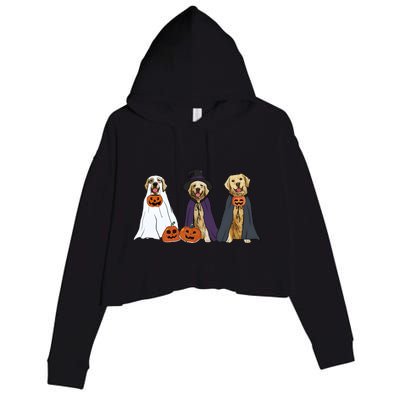 Golden Dog Retriever Ghost Dogs Halloween Crop Fleece Hoodie