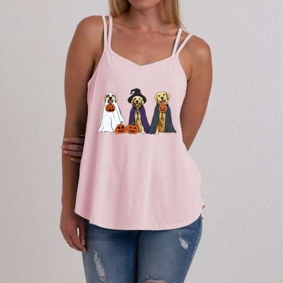 Golden Dog Retriever Ghost Dogs Halloween Women's Strappy Tank