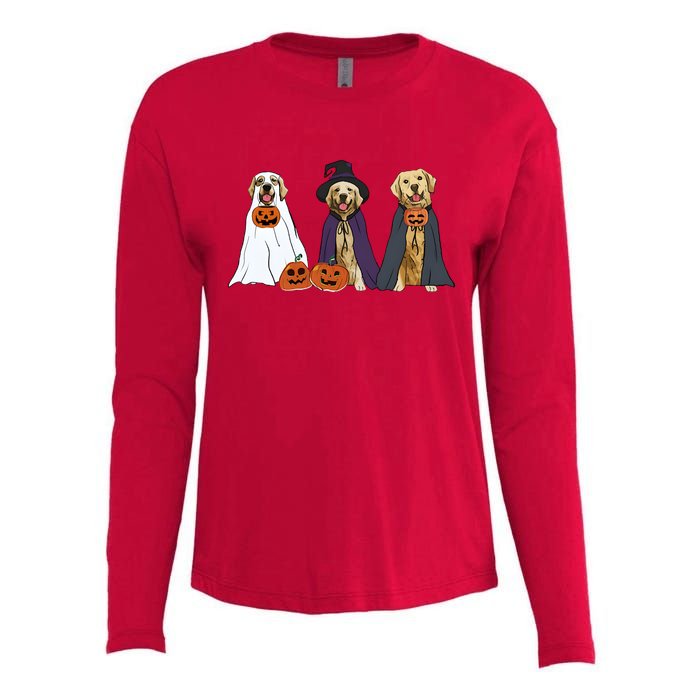 Golden Dog Retriever Ghost Dogs Halloween Womens Cotton Relaxed Long Sleeve T-Shirt