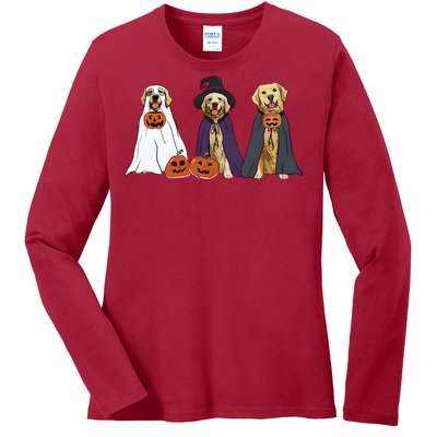 Golden Dog Retriever Ghost Dogs Halloween Ladies Long Sleeve Shirt