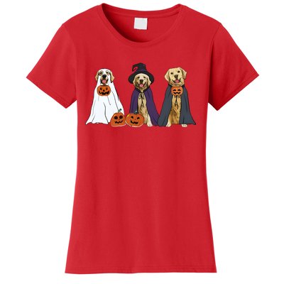 Golden Dog Retriever Ghost Dogs Halloween Women's T-Shirt