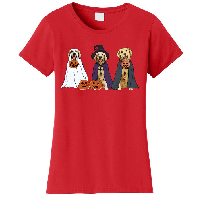 Golden Dog Retriever Ghost Dogs Halloween Women's T-Shirt