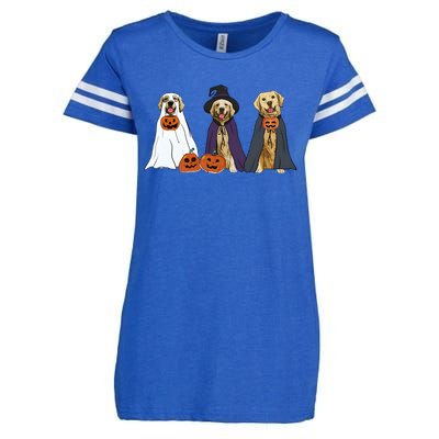 Golden Dog Retriever Ghost Dogs Halloween Enza Ladies Jersey Football T-Shirt