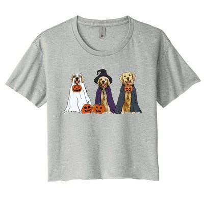 Golden Dog Retriever Ghost Dogs Halloween Women's Crop Top Tee