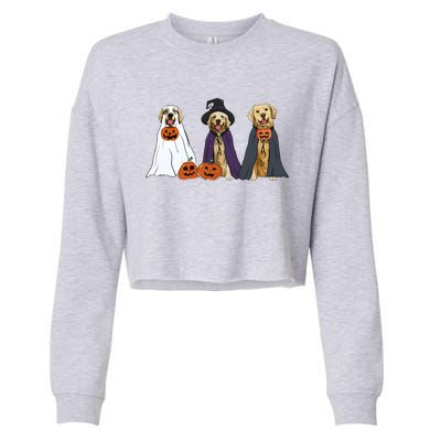 Golden Dog Retriever Ghost Dogs Halloween Cropped Pullover Crew