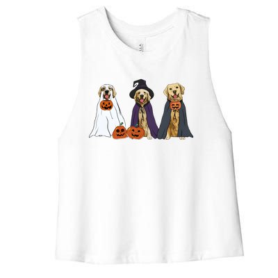 Golden Dog Retriever Ghost Dogs Halloween Women's Racerback Cropped Tank