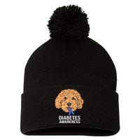 Goldendoodle Dog Ribbon Type 1 Diabetes Support Pom Pom 12in Knit Beanie