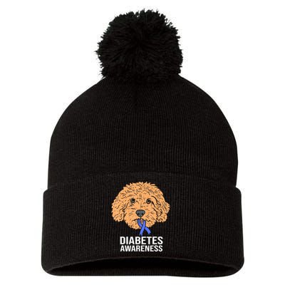 Goldendoodle Dog Ribbon Type 1 Diabetes Support Pom Pom 12in Knit Beanie