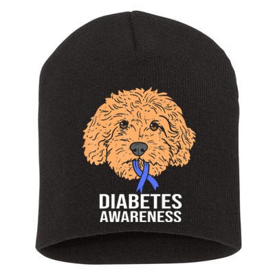 Goldendoodle Dog Ribbon Type 1 Diabetes Support Short Acrylic Beanie