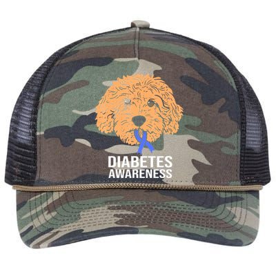 Goldendoodle Dog Ribbon Type 1 Diabetes Support Retro Rope Trucker Hat Cap