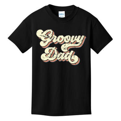 Groovy Dad Retro 70s Aesthetic Vintage Papa FatherS Day Kids T-Shirt