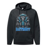 Graphic Detroit Retro Styles 90s Detroit Name Personalized Performance Fleece Hoodie