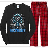 Graphic Detroit Retro Styles 90s Detroit Name Personalized Long Sleeve Pajama Set