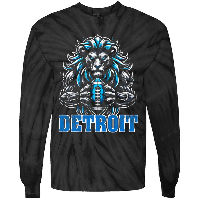 Graphic Detroit Retro Styles 90s Detroit Name Personalized Tie-Dye Long Sleeve Shirt