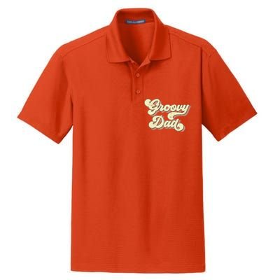 Groovy Dad Retro 70s Aesthetic Vintage Papa FatherS Day Dry Zone Grid Polo