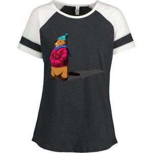 Groundhog Day Shadow Gift Ground Hog Enza Ladies Jersey Colorblock Tee